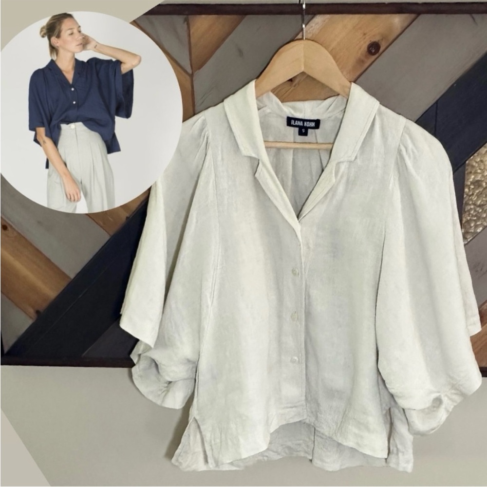 Ilana Kohn Linen Sheldon Top | Oatmeal | Neutral | Oversized | Boho | Small